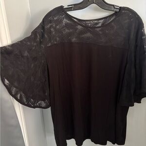 Kim & Cami Black Lace Overlay Blouse